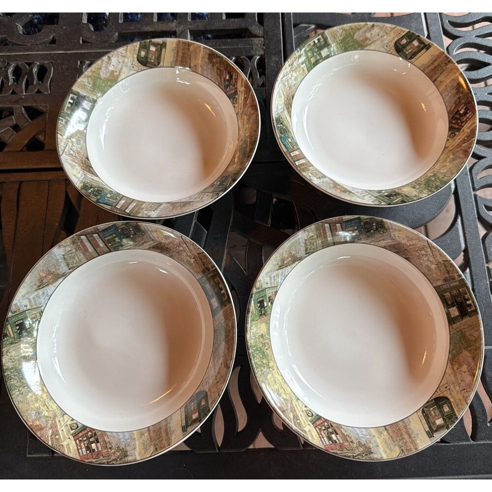 Oneida The Art of Dining Restaurant Row Set of 4 Coupe Soup Bowls 7.5" Vintage